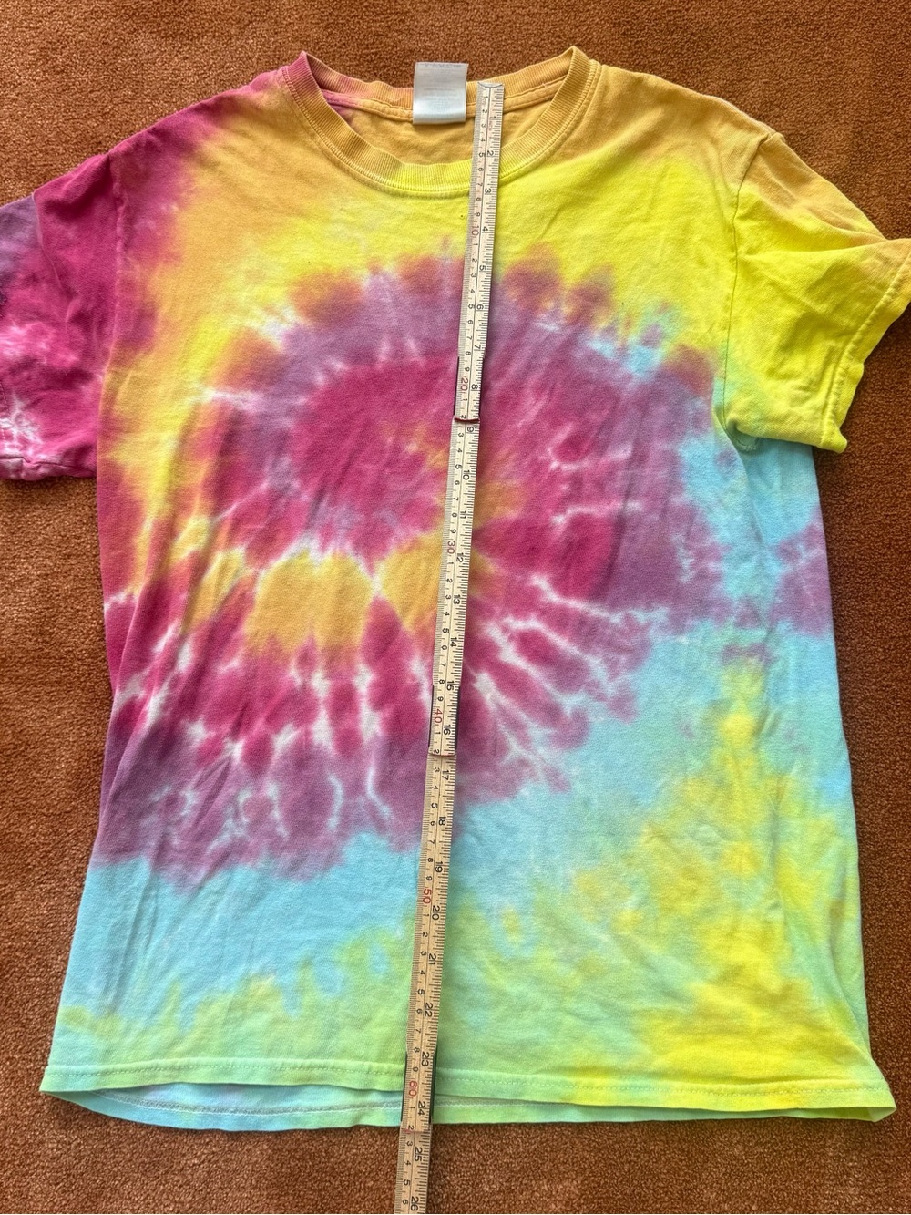Tie-Dye Short Sleeve Tee in Pink, Yellow & Blue - Picture 2 of 7